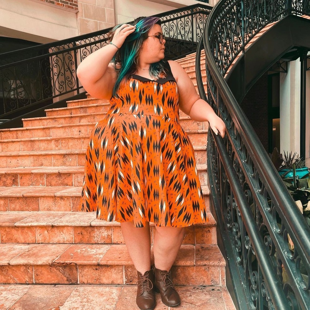 SOURPUSS DIAMONDS VERONICA DRESS ORANGE sold out in plus sizes